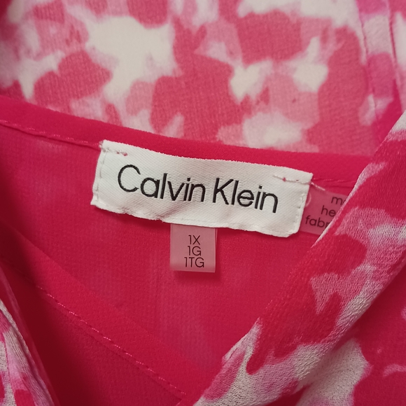 Calvin Klein V-Neck Chiffon Blouse- Size 1X- EUC $98 Retail - Picture 7 of 10